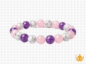 8mm Amethyst, howlite, Rose Quartz Bracelet 7.5", Natural [b3x91]