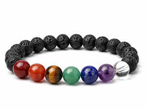 8mm 7 Chakra Bracelet 7.5", Natural [b3m52]