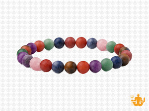 6mm Matte 7 Chakra Bracelet 7.5", Natural [b2m53m]