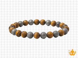 6mm Matte Tiger Eye, Onyx, Hematite Bracelet 7.5", Natural [b2x90m]