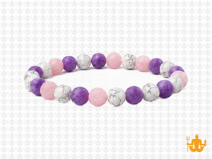 6mm Matte Amethyst, howlite, Rose Quartz Bracelet 7.5", Natural [b2x91m]