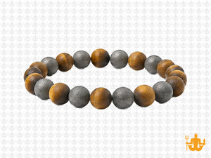 8mm Matte Tiger Eye, Onyx, Hematite Bracelet 7.5", Natural [b3x90m]
