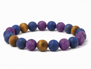 8mm Matte Amethyst, Lapis, Tiger Eye Bracelet 7.5", Natural [b3x92m]