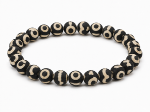 8mm Matte Tibetan Dzi Agate Bracelet 7.5" natural [b3m71m]