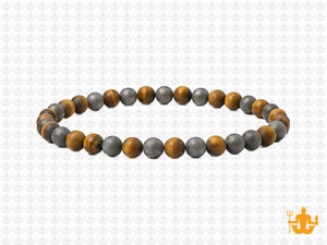 4mm Matte Tiger Eye, Onyx, Hematite Bracelet 7.5", Natural [b1x90m]