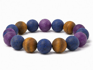 10mm Matte Amethyst, Lapis, Tiger Eye Bracelet 7.5", Natural [b4x92m]