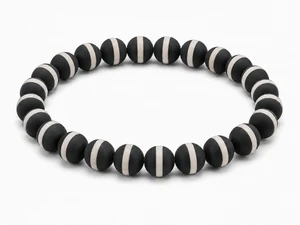 10mm Matte Tibetan Dzi Agate Bracelet 7.5" natural [b4m72m]