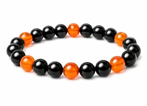 6mm Black Agate & Carnelian   Bracelet 7/5" heated [b2x22a]