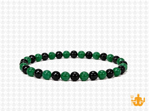4mm Black Agate + Aventurine Bracelet 7.5" [b1s36a]