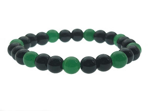 4mm Black Agate & Aventurine Bracelet 7.5" [b1x61a]