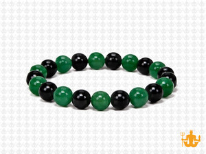 8mm Black Agate + Aventurine Bracelet 7.5" [b3s36a]