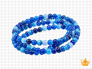 4mm Blue Banded Agate Round Beads 15.5" dyed [4f22]