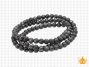 4mm Black Agate Polish & Matte Round Beads 15.5" [4x8]