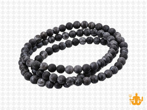4mm Matte Black Banded Agate Round Beads 15.5" dyed [4f26m]