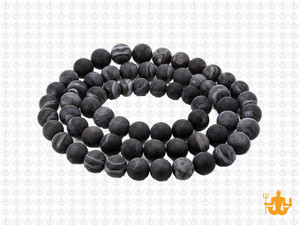 6mm Matte Black Banded Agate Round Beads 15.5" dyed [6f26m]