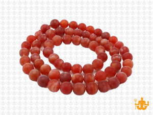 6mm Matte Red Banded Agate Round Beads 15.5" heated [6f20m]