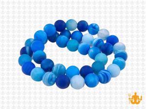 8mm Matte Blue Banded Agate Round Beads 15.5" dyed [8f22m]