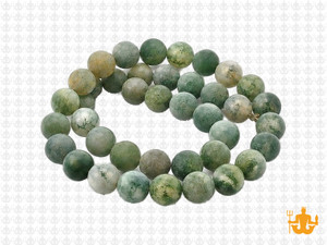 8mm Matte Moss Agate Round Beads 15.5" natural [8d3m]