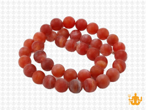 8mm Matte Red Banded Agate Round Beads 15.5" heated [8f20m]