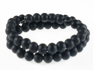 6mm Matte Black Agate Round Beads 15.5" Natural [6f16m]