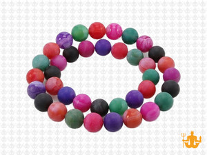 8mm Matte Mix Banded Agate Round Beads 15.5" dyed [8f29m]