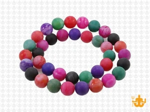 8mm Matte Mix Banded Agate Round Beads 15.5" dyed [8f29m]
