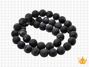 8mm Matte Black Agate Round Beads 15.5" Natural [8f16m]
