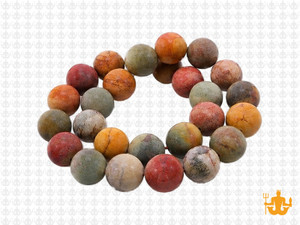 10mm Matte Red Creek Jasper round beads 15.5" natural [10r38am]