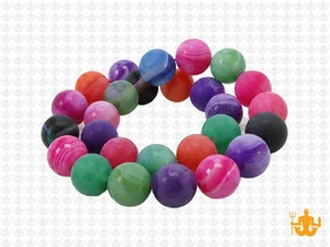 10mm Matte Mix Banded Agate Round Beads 15.5" dyed [10f29m]