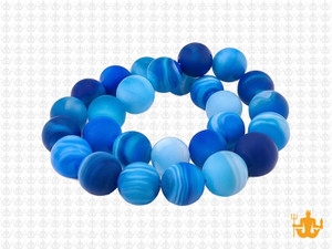 10mm Matte Blue Banded Agate Round Beads 15.5" dyed [10f22m]