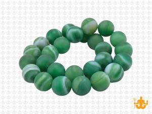 10mm Matte Green Banded Agate Round Beads 15.5" dyed [10f23m]