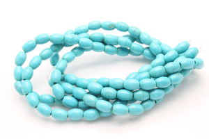 4x6mm Blue Turquoise Rice Beads 15.5" stabilized [t2b4]
