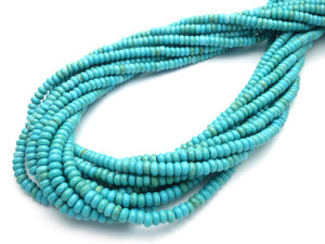 4mm Blue Turquoise Rondelle Beads 15.5" stabilized [t3b4]