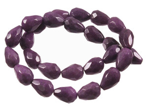 10x14mm Plum Jade Faceted Pear Beads 15.5" natural [wa262]