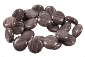 12mm Zebra Agate Puff Coin Beads 15.5" natural [s4d43-12]