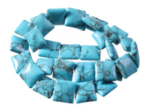 10mm Blue Howlite Square Beads 15.5" synthetic [wa107]