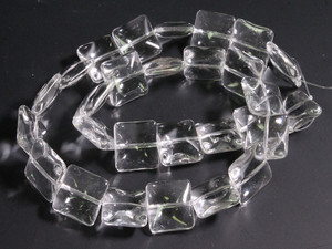 14mm Crystal Puff Square Beads 15.5" synthetic [u83a5]