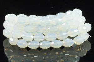 6x8mm Moonstone Opalite Faceted Rice Beads 15.5" synthetic [sc7a43]