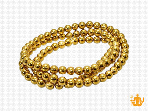 4mm Hematite Gold Round Beads 15.5" coated [4a21g]