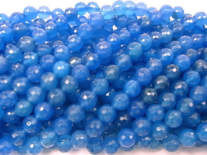 10mm Blue Agate Faceted Round Beads 15.5" dyed [c10f12]