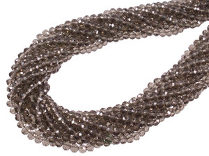 4mm Smoky Quartz Faceted Rondelle Beads 15.5" synthetic [sc1a8]