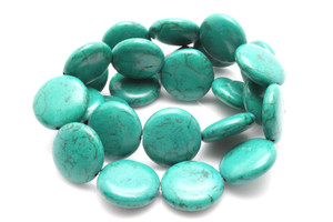 14mm Tibetan Turquiose Puff Coin Beads 15.5" stabilized [t4c14]
