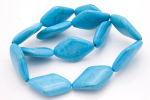 22x36mm S Twisted Blue Turquoise Beads 15.5" stabilized [ts146]