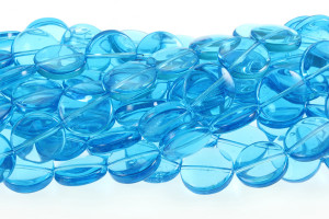 13x18mm Aquamarine Puff Oval Beads 15.5" synthetic [u84a34]