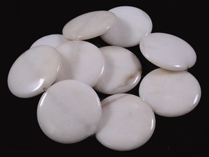 40mm White Jade Coin Beads 15.5" [wa185]