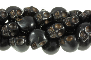 18x13mm Black Magnesite Skull Beads 15.5" [t175k]