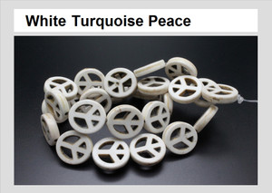 15mm White Magnesite Peace Beads 15.5" [t350w]