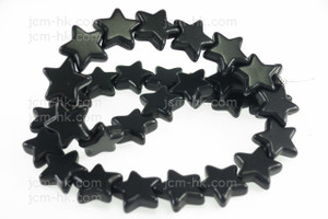 16mm Black Magnesite Star Beads 15.5" [t370k]