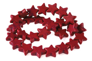 16mm Red Magnesite Star Beads 15.5" [t370r]