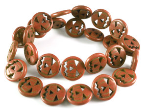 15mm Coffee Magnesite Halloween Pumpkin Beads 15.5" [t470c]